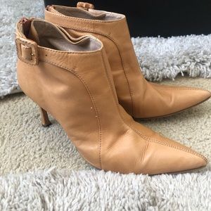 Escarpins Manolo Blahnik 'Discothèques' Bronze Taille 39.5 - Bout Ouvert, Talon Moyen, Occasion Bon état